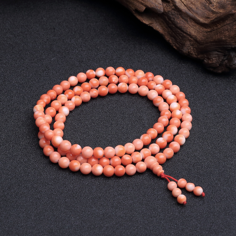 台湾天然momo珊瑚108佛珠-红掌柜