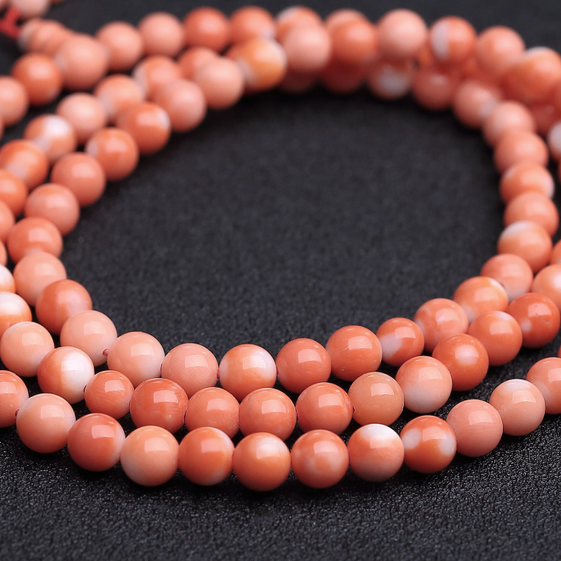台湾天然momo橘色珊瑚佛珠-红掌柜