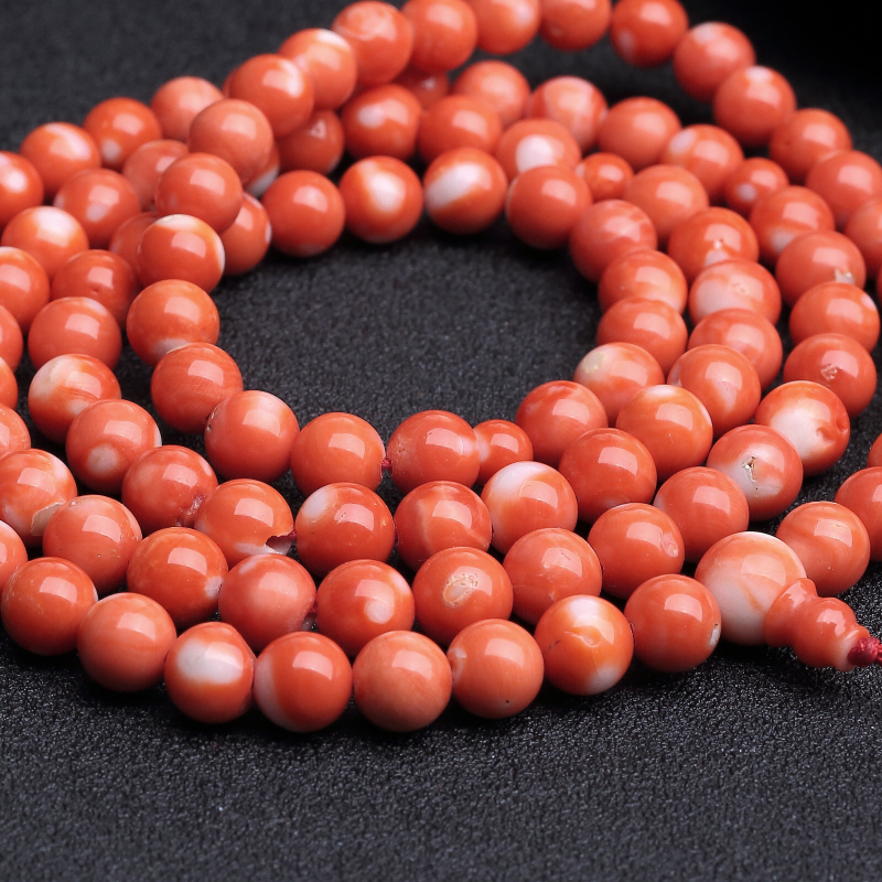 台湾天然momo橘色珊瑚佛珠-红掌柜