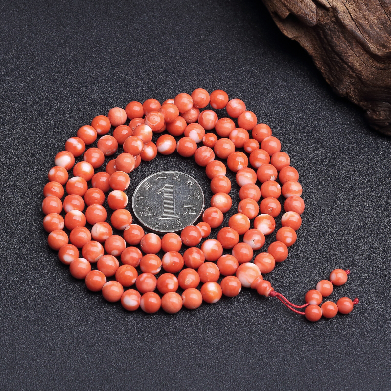 橘色珊瑚108佛珠-红掌柜