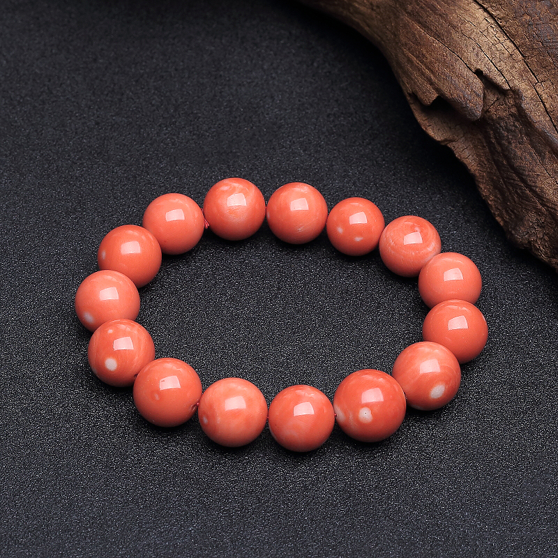 台湾天然橘红珊瑚手串-红掌柜