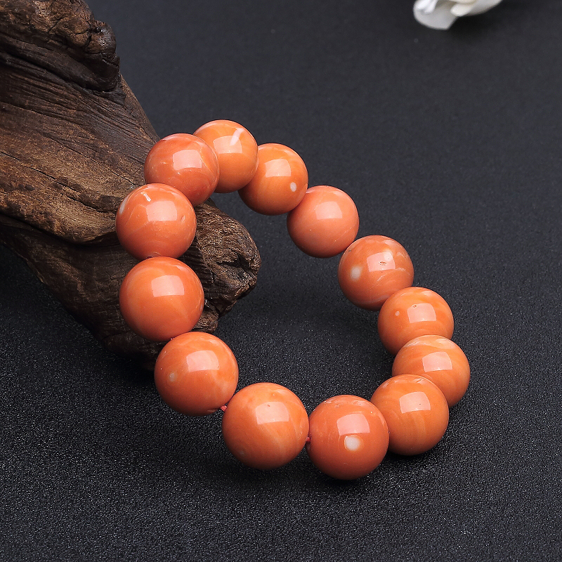 台湾momo橘色珊瑚手串-红掌柜
