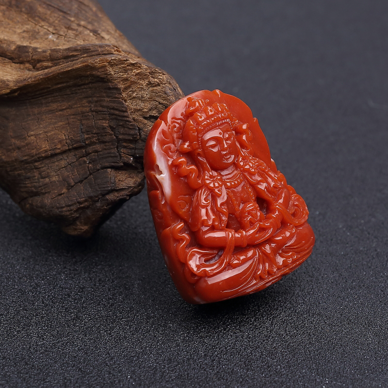 天然阿卡正红珊瑚渡母吊坠-红掌柜