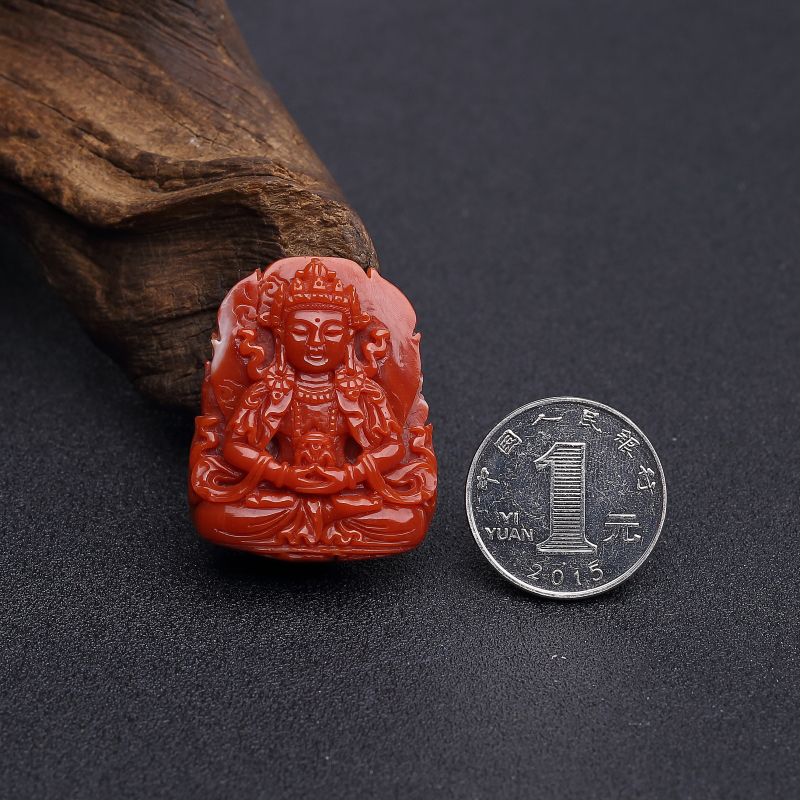 阿卡正红珊瑚渡母吊坠-红掌柜