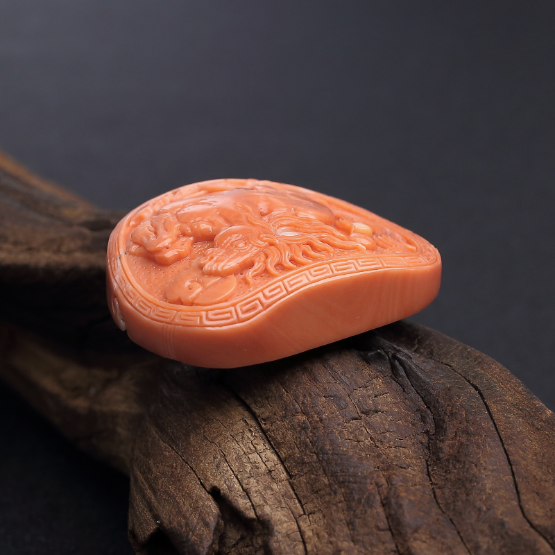 台湾天然momo橘色珊瑚吊坠-红掌柜