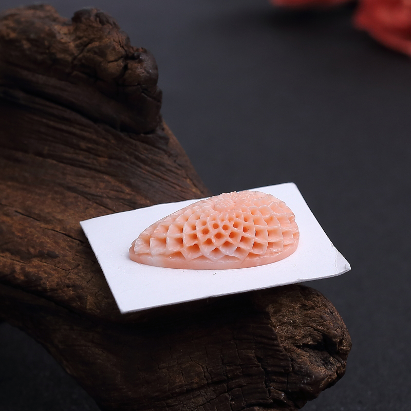 台湾天然MISU珊瑚戒面-红掌柜