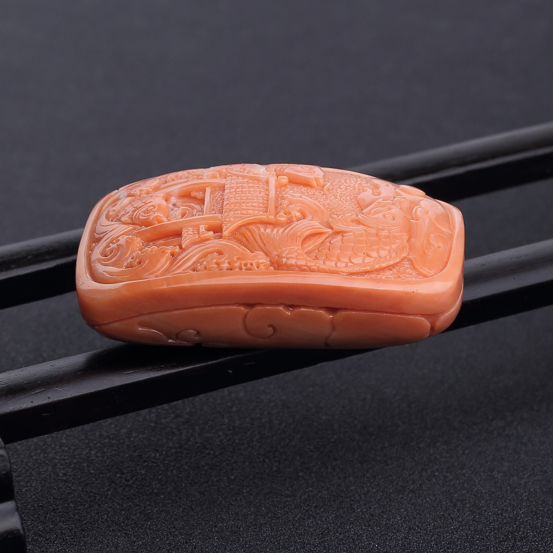 台湾天然MOMO珊瑚鱼跃龙门吊坠-红掌柜