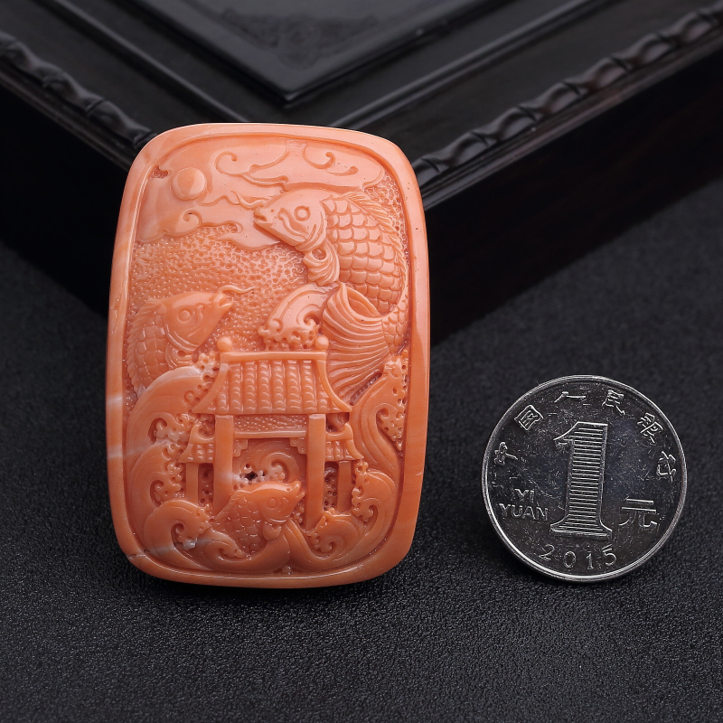 MOMO珊瑚鱼跃龙门吊坠-红掌柜