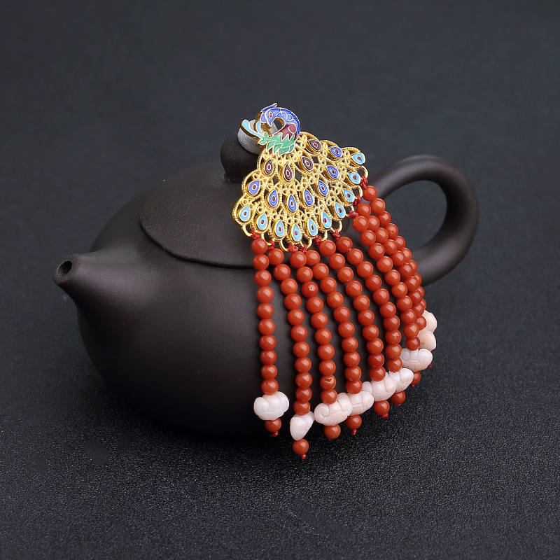 天然沙丁朱红珊瑚吊坠-红掌柜