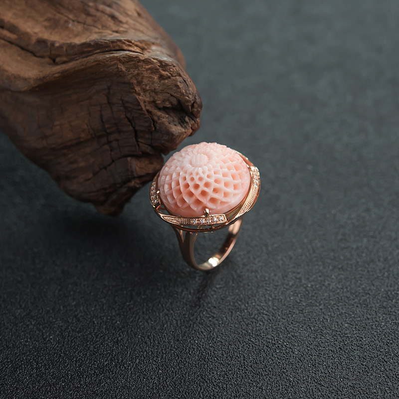 MISU粉红珊瑚戒指-红掌柜