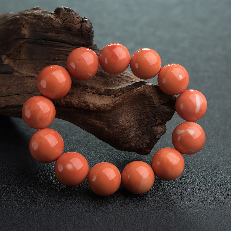 MOMO橘色珊瑚单圈手串-红掌柜