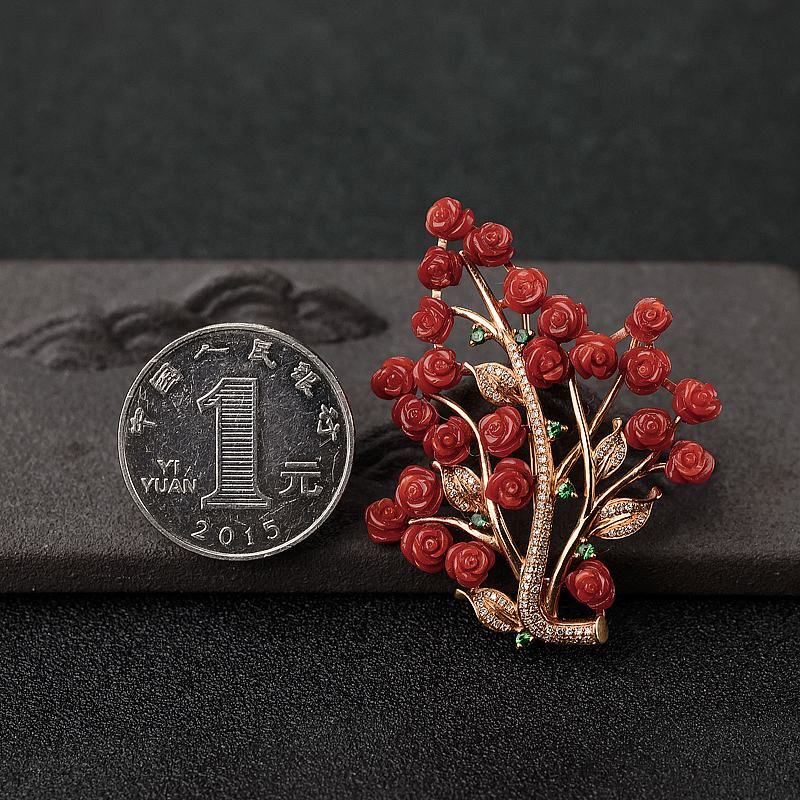 阿卡珊瑚胸针-红掌柜