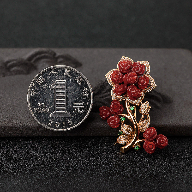 阿卡珊瑚胸针-红掌柜