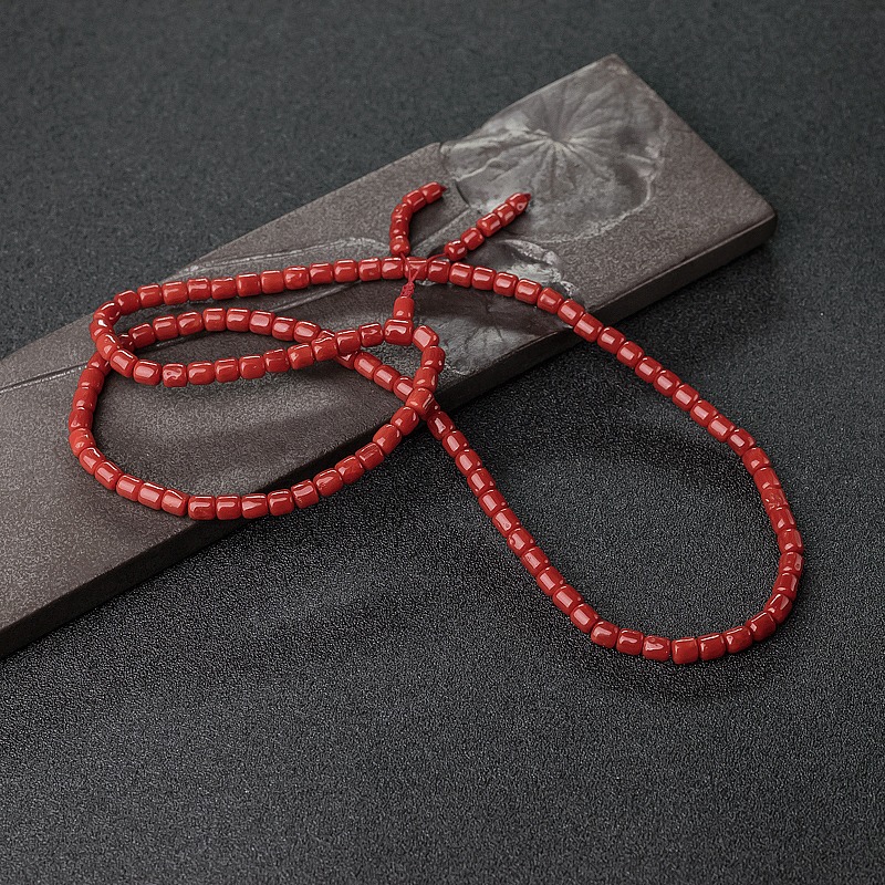 沙丁珊瑚桶珠108佛珠-红掌柜