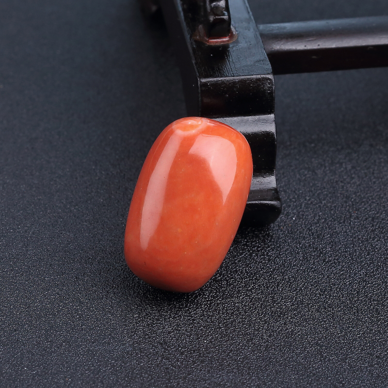 天然MOMO橘红珊瑚桶珠-红掌柜