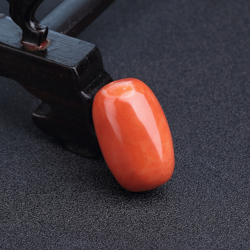 台湾MOMO橘红珊瑚桶珠-红掌柜