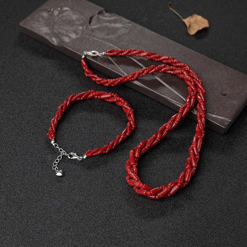 沙丁珊瑚三股项链-红掌柜