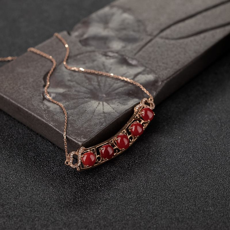 阿卡正红珊瑚锁骨链-红掌柜