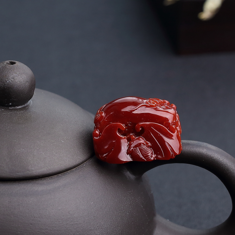 日本天然阿卡深红珊瑚吊坠-红掌柜