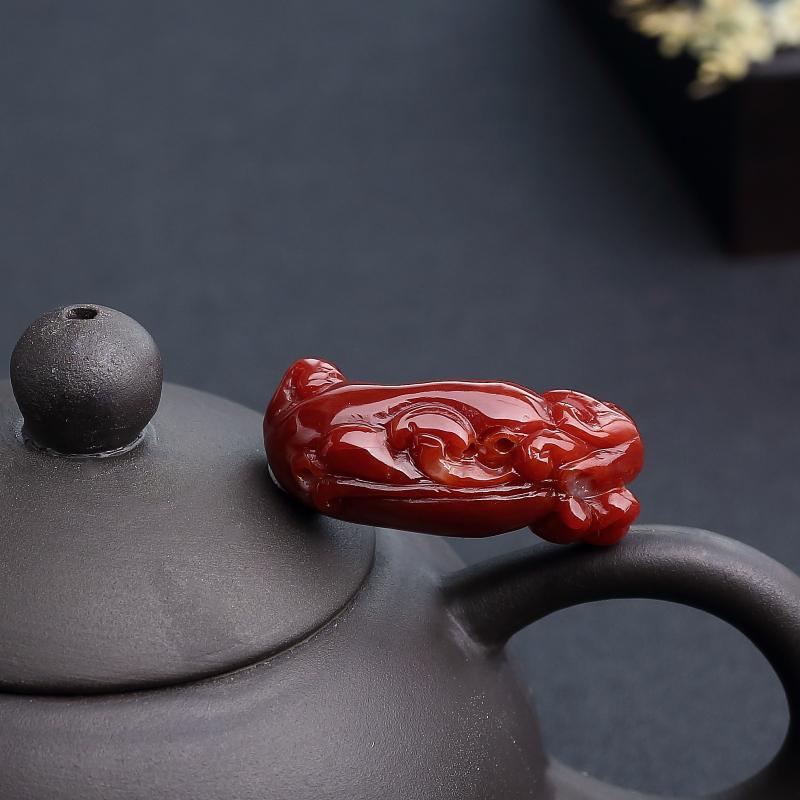 日本天然阿卡深红珊瑚吊坠-红掌柜