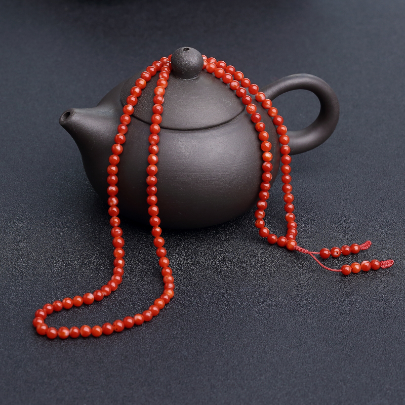 日本天然阿卡正红珊瑚108佛珠-红掌柜