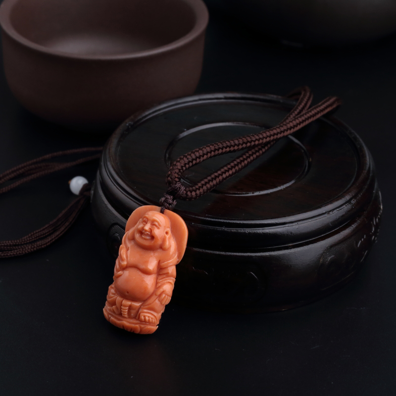 台湾momo珊瑚笑佛吊坠-红掌柜