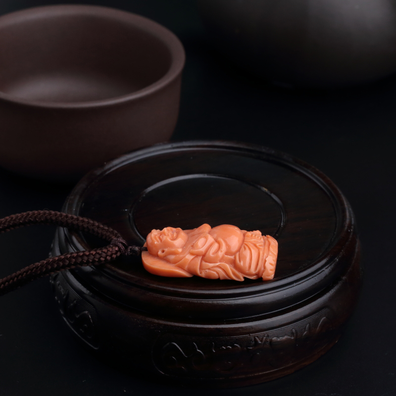 台湾天然momo珊瑚吊坠-红掌柜