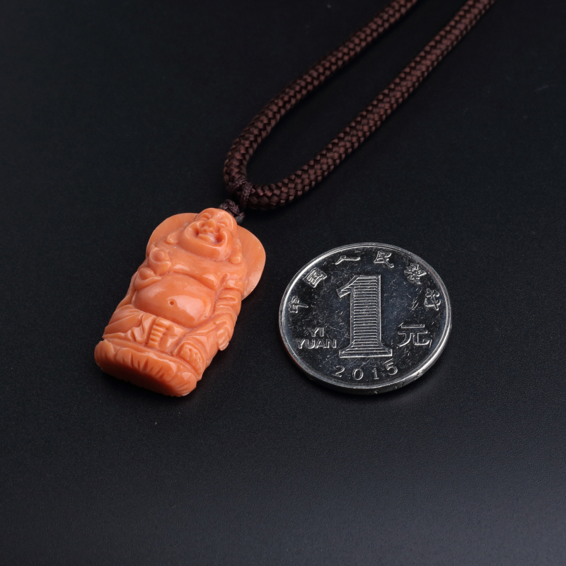 珊瑚笑佛吊坠-红掌柜