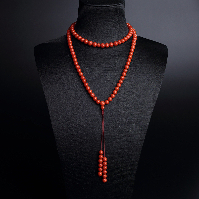 6.5mm意大利天然沙丁珊瑚佛珠-红掌柜