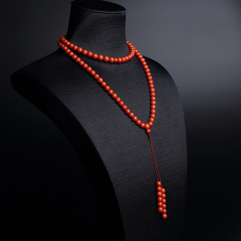 意大利天然沙丁珊瑚佛珠-红掌柜