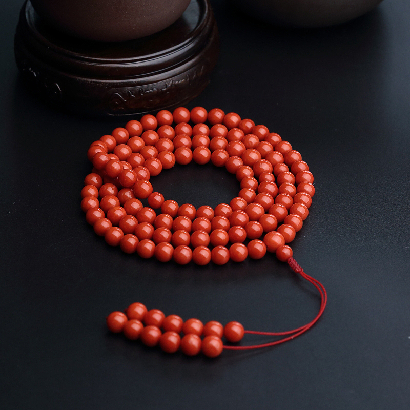 6.5mm意大利天然珊瑚佛珠-红掌柜