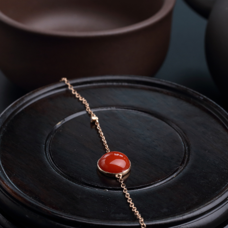 18k金镶日本阿卡珊瑚手链-红掌柜