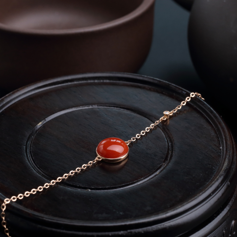 18k金镶日本天然珊瑚手链-红掌柜