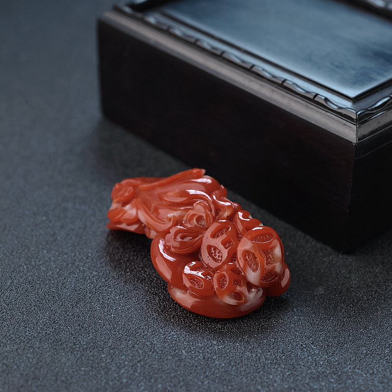 日本阿卡朱红珊瑚如意吊坠 - 红掌柜
