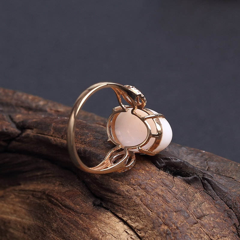 台湾天然misu粉红珊瑚戒指 - 红掌柜