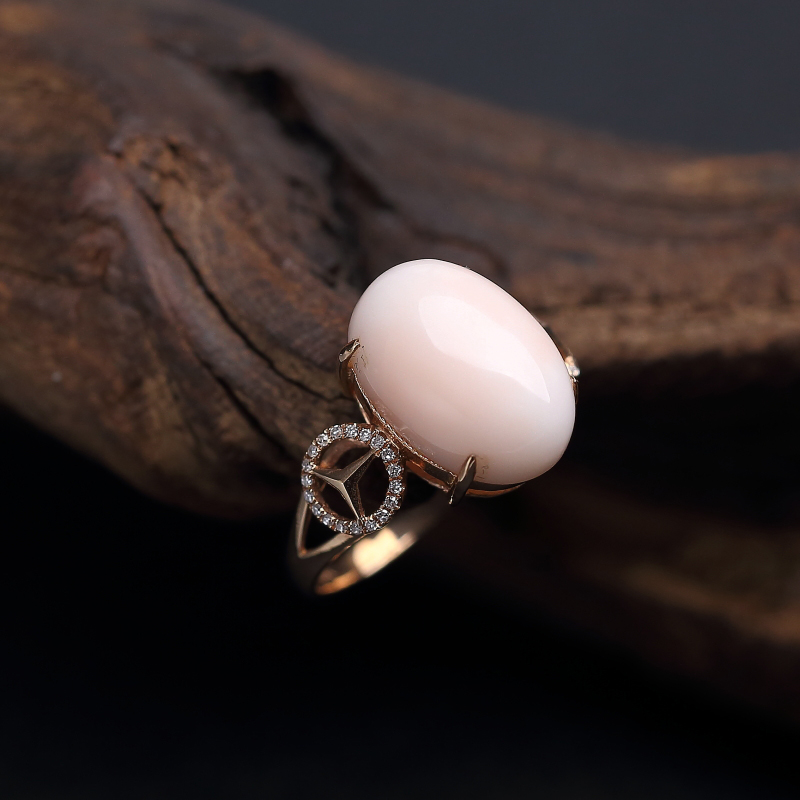 天然misu粉红珊瑚戒指 - 红掌柜