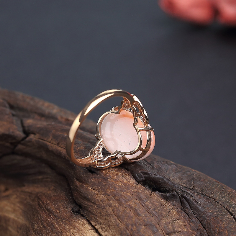 台湾天然misu粉红珊瑚戒指 - 红掌柜