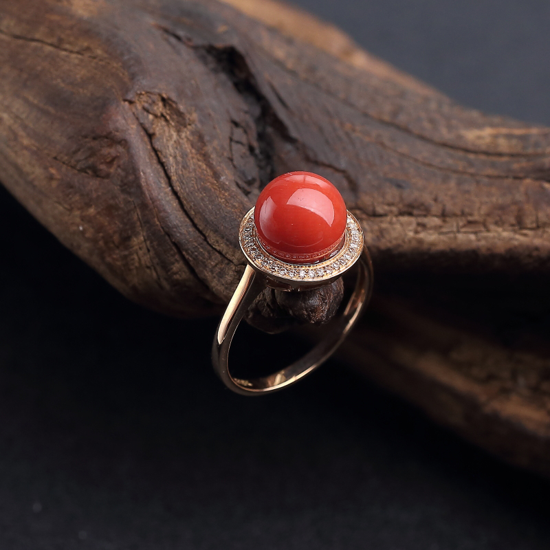 沙丁橘红珊瑚戒指 - 红掌柜