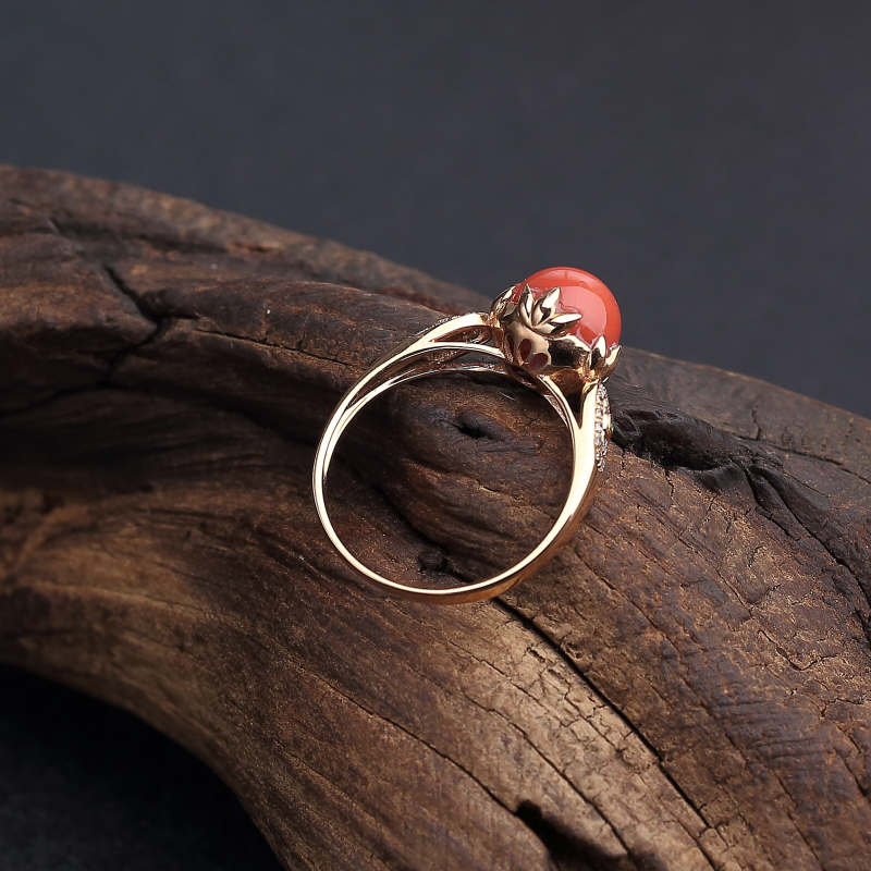 橘红珊瑚戒指 - 红掌柜