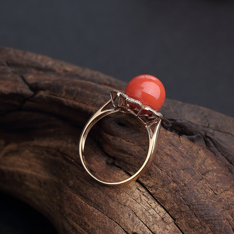 沙丁橘红珊瑚戒指 - 红掌柜