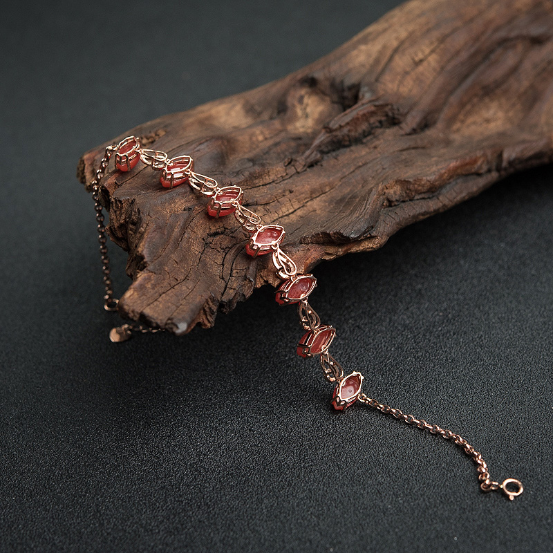 18K金镶钻日本朱红珊瑚手链-红掌柜