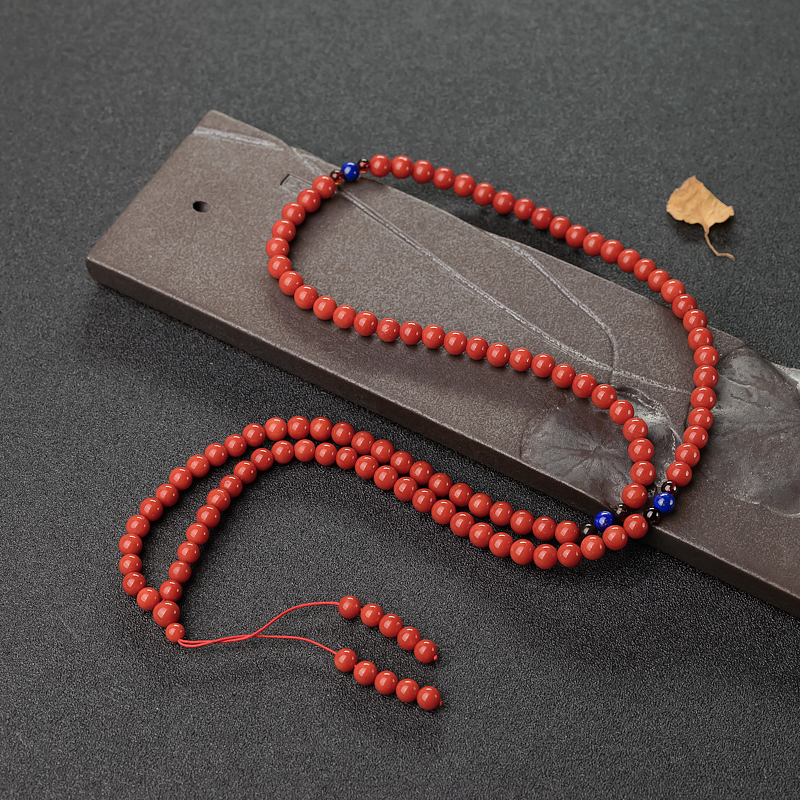 天然沙丁朱红珊瑚108佛珠-红掌柜