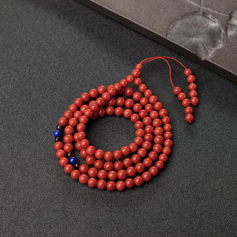 意大利天然沙丁珊瑚108佛珠-红掌柜