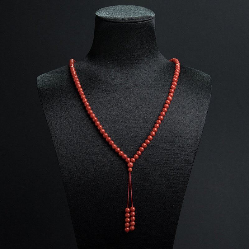5.5mm沙丁朱红珊瑚108佛珠-红掌柜