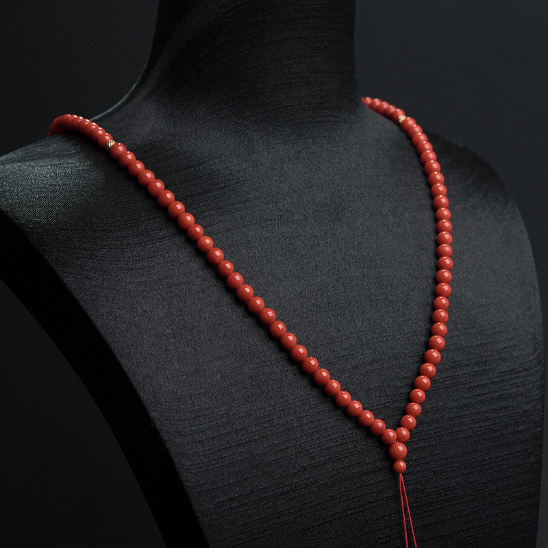 意大利沙丁朱红珊瑚108佛珠-红掌柜