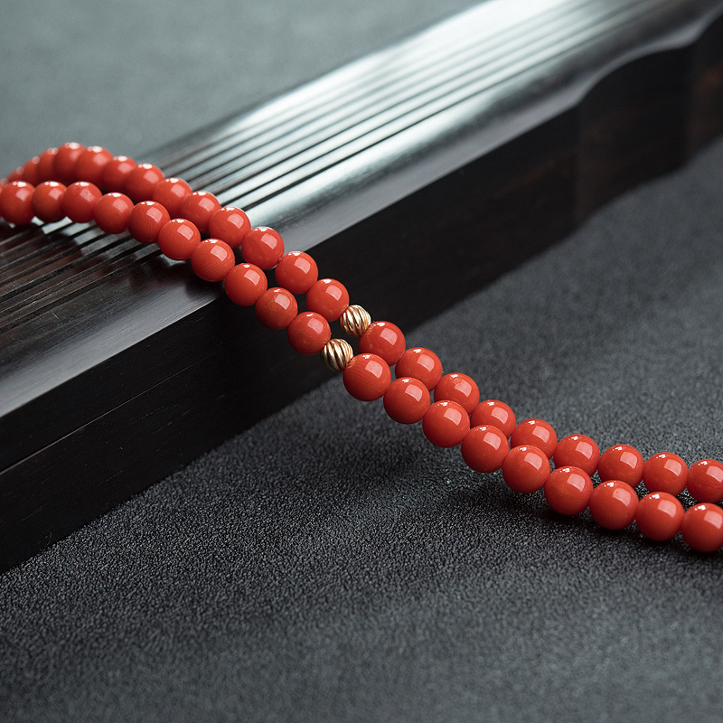意大利沙丁朱红珊瑚108佛珠-红掌柜