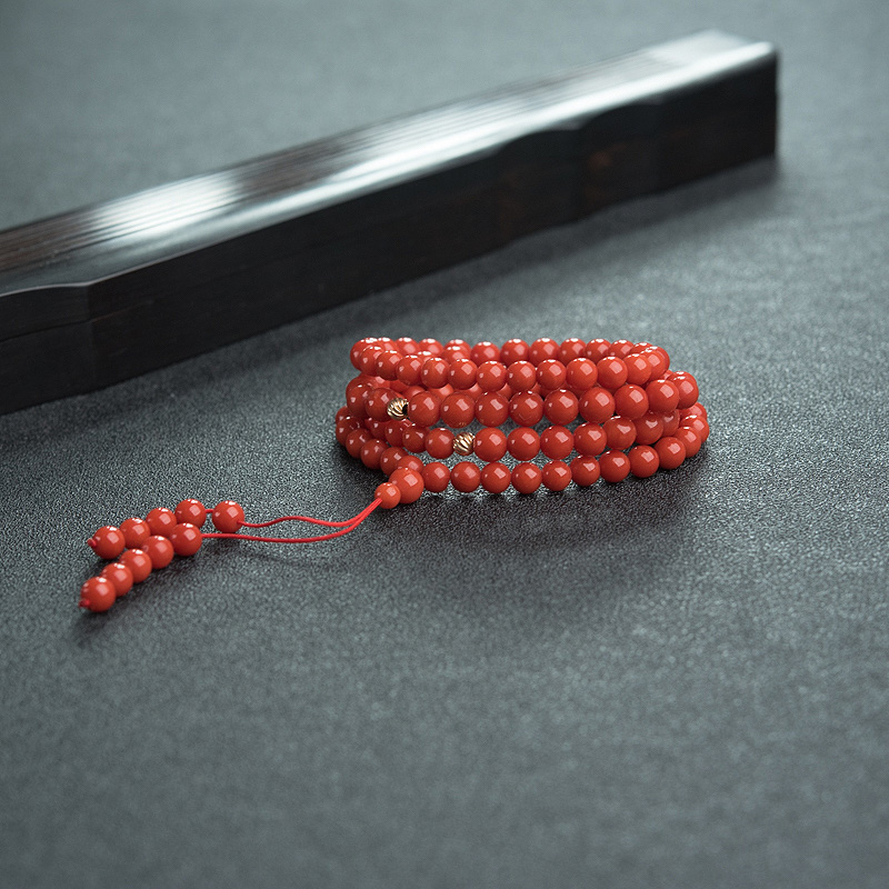沙丁朱红珊瑚108佛珠-红掌柜