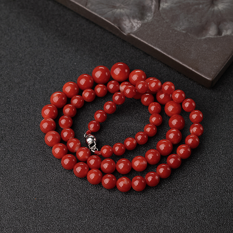 日本天然阿卡珊瑚塔链-红掌柜