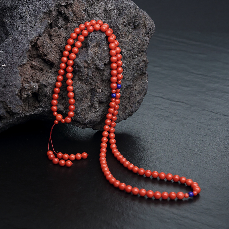 天然沙丁朱红珊瑚108佛珠-红掌柜