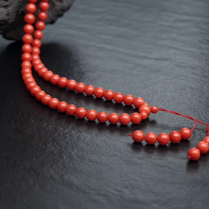 意大利天然朱红珊瑚108佛珠-红掌柜
